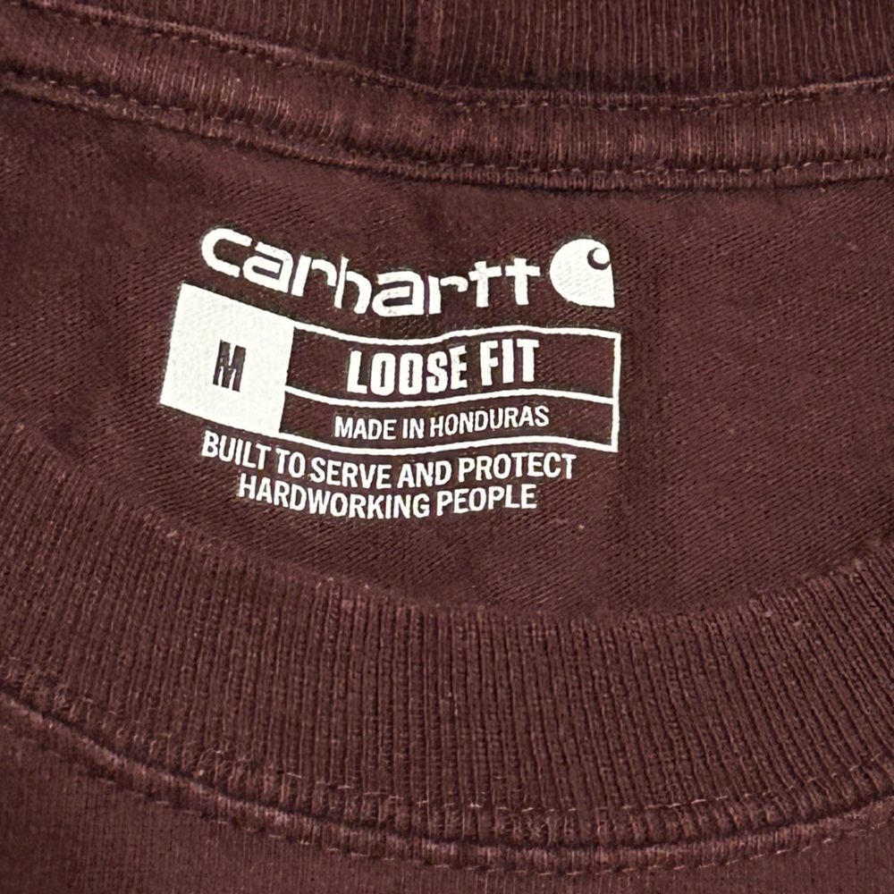 Carhartt Men's Maroon Pocket T-Shirt LOOSE FIT M - Picture 2 of 2